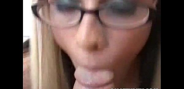  Amateur teen girlfriend with glasses full blowjob with CIM